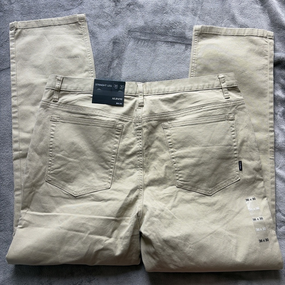 Lot of 2 ALFANI Men's Chino Pants Gray Beige 36x30 Straight Leg - NWT - Picture 4 of 6
